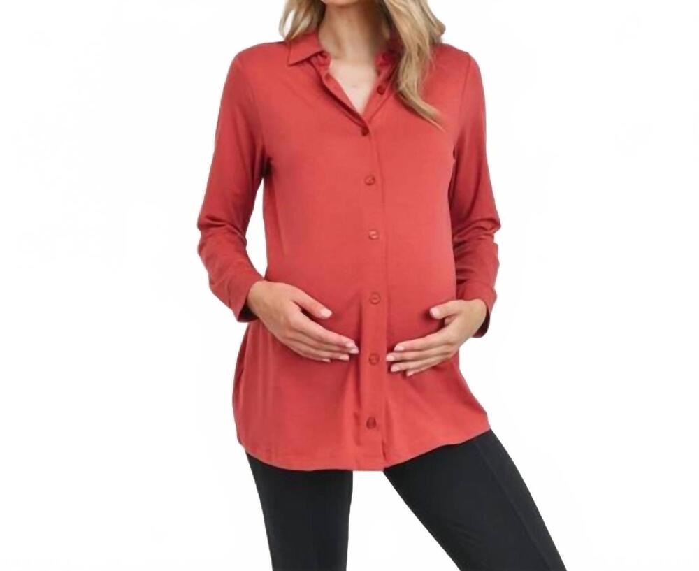 NEW HELLO MIZ button up blouse in rust
